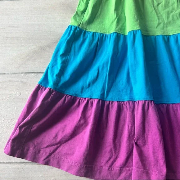 NWOT Hanna Andersson Rainbow Tiered Colorblock Cotton Dress - Picture 3 of 3